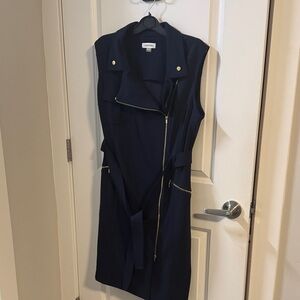 Calvin Klein Navy Zip-Up Midi Dress